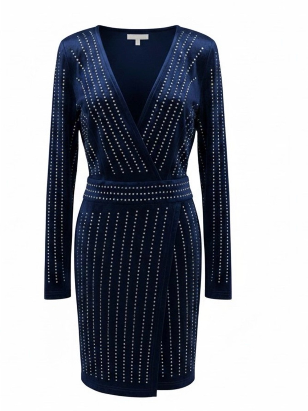 Windsor Navy Studded Wrap Dress Size L Stretch